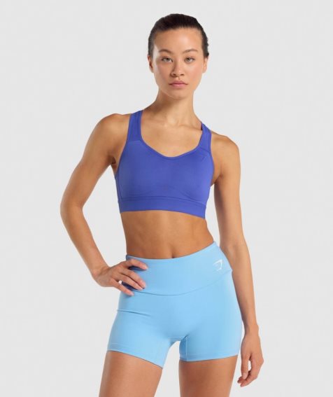 Women's Gymshark Lightweight High Support Sports Bra Blue | NZ 0ODASC